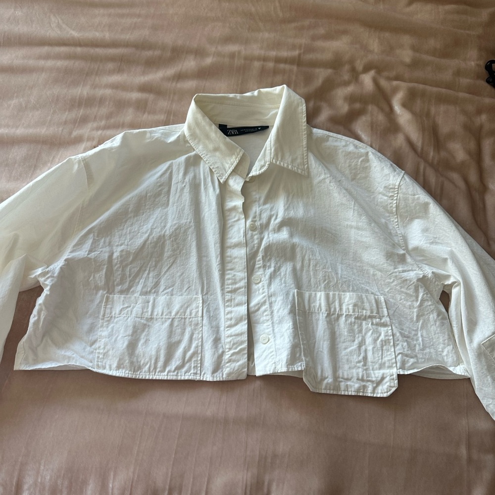 Zara Cream Collared Shirt